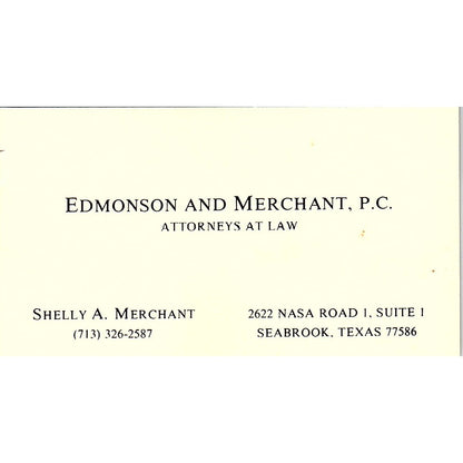 Shelly A Merchant Attorney Seabrook TX Vintage Business Card SE3-B12