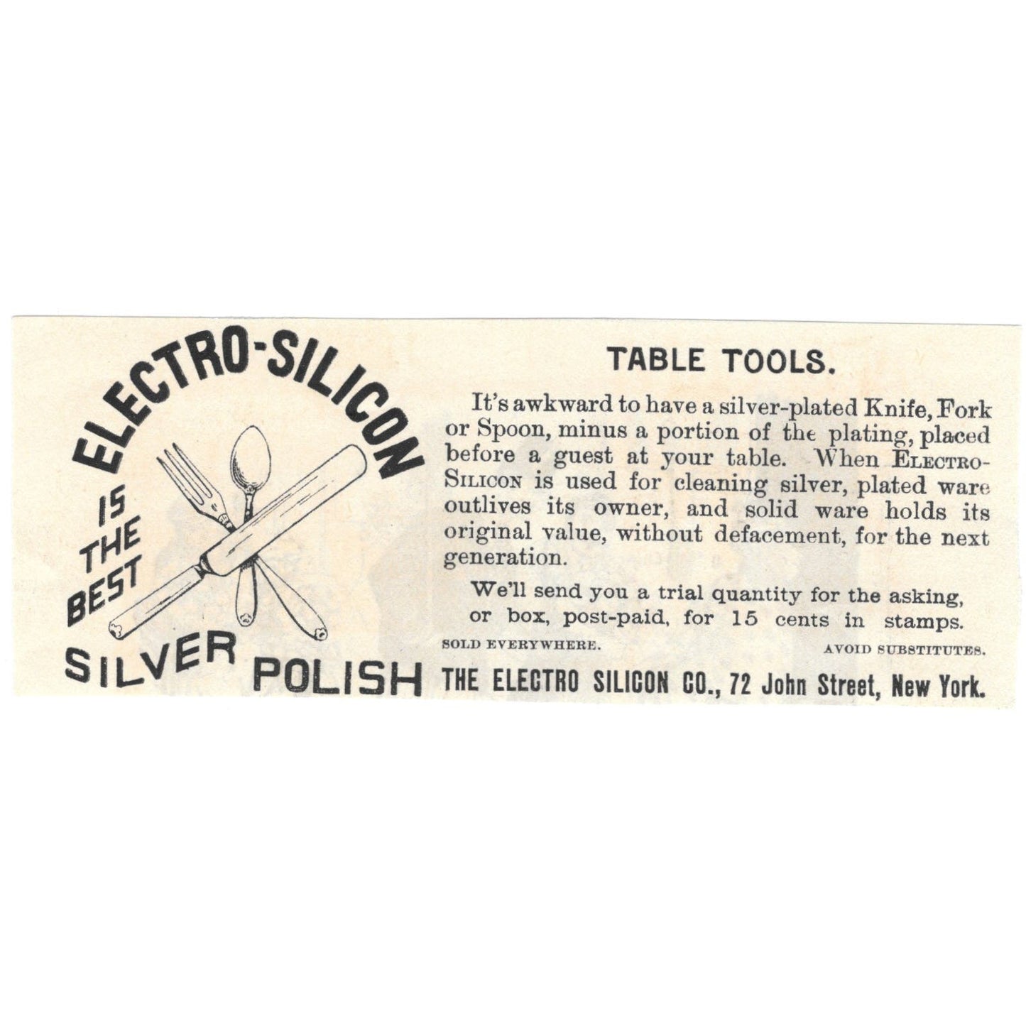 Electro-Silicon Co. Silver Polish NY c1890 Victorian Ad AE8-CH13