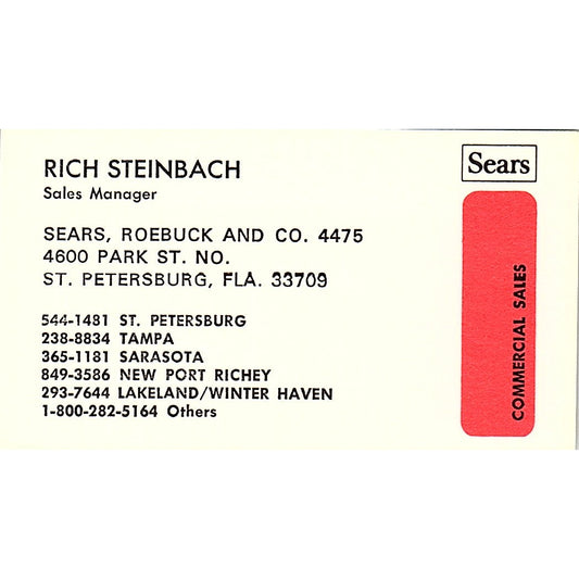 Sears Roebuck & Co Rich Steinbach St Petersburg FL Vintage Business Card SB4-B8