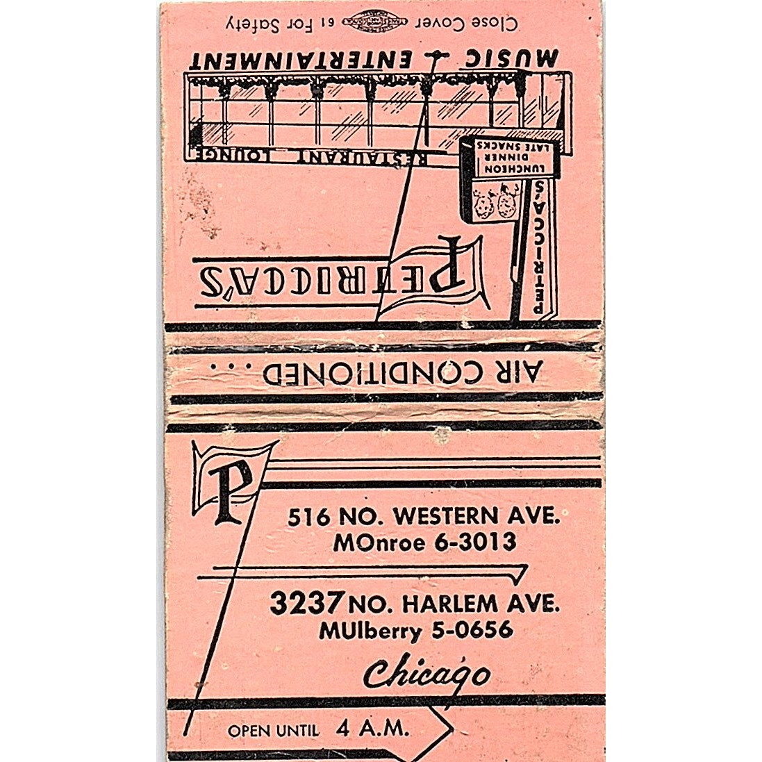 Petricca's Restaurant Chicago Vintage Matchbook Cover SC7-Y3