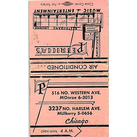 Petricca's Restaurant Chicago Vintage Matchbook Cover SC7-Y3