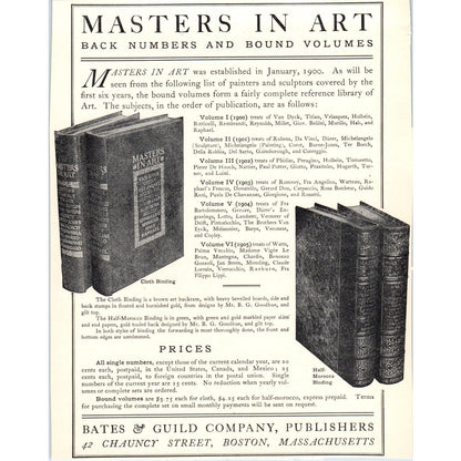 Bates & Guild Co Masters in Art Bound Volumes c1905 Victorian Ad D13