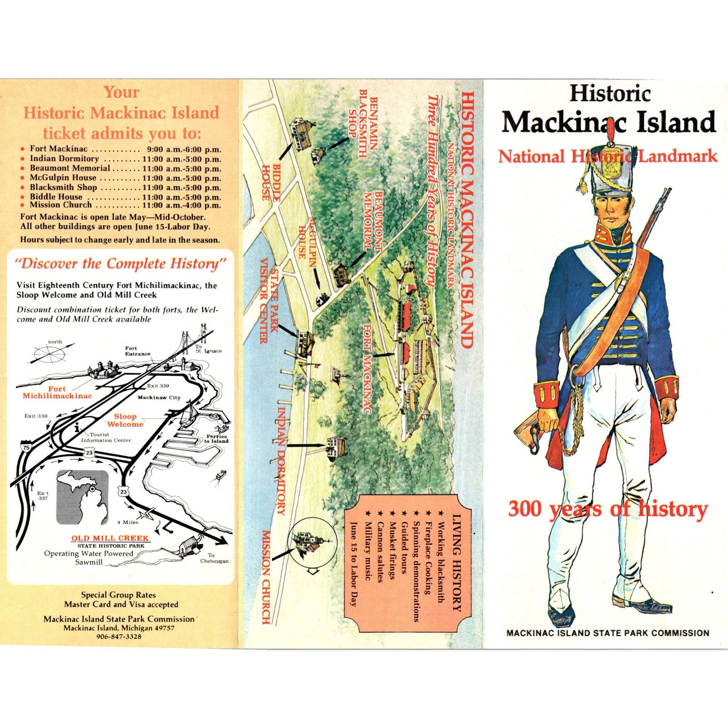 Vintage Historic Mackinac Island Michigan Fold Out Travel Brochure H5-5