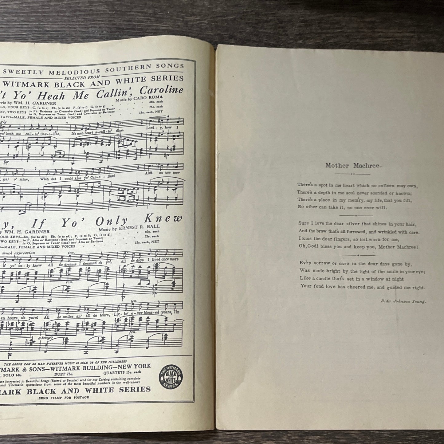 Mother Machree Rida Johnson Young 1910 Sheet Music V13