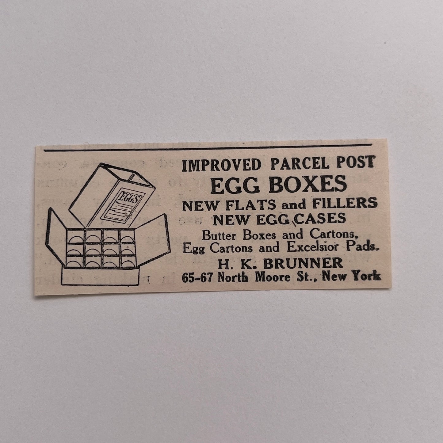 H.K Brunner Parcel Post Egg Boxes New York NY 1924 Ad AG3-S9