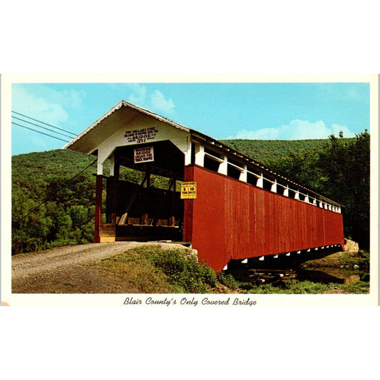 Fuoss Mills Covered Bridge Antis Twp PA Vintage Covered Bridge Postcard PD6