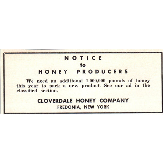 Cloverdale Honey Company Fredonia NY 1964 Magazine Ad AB6-LB