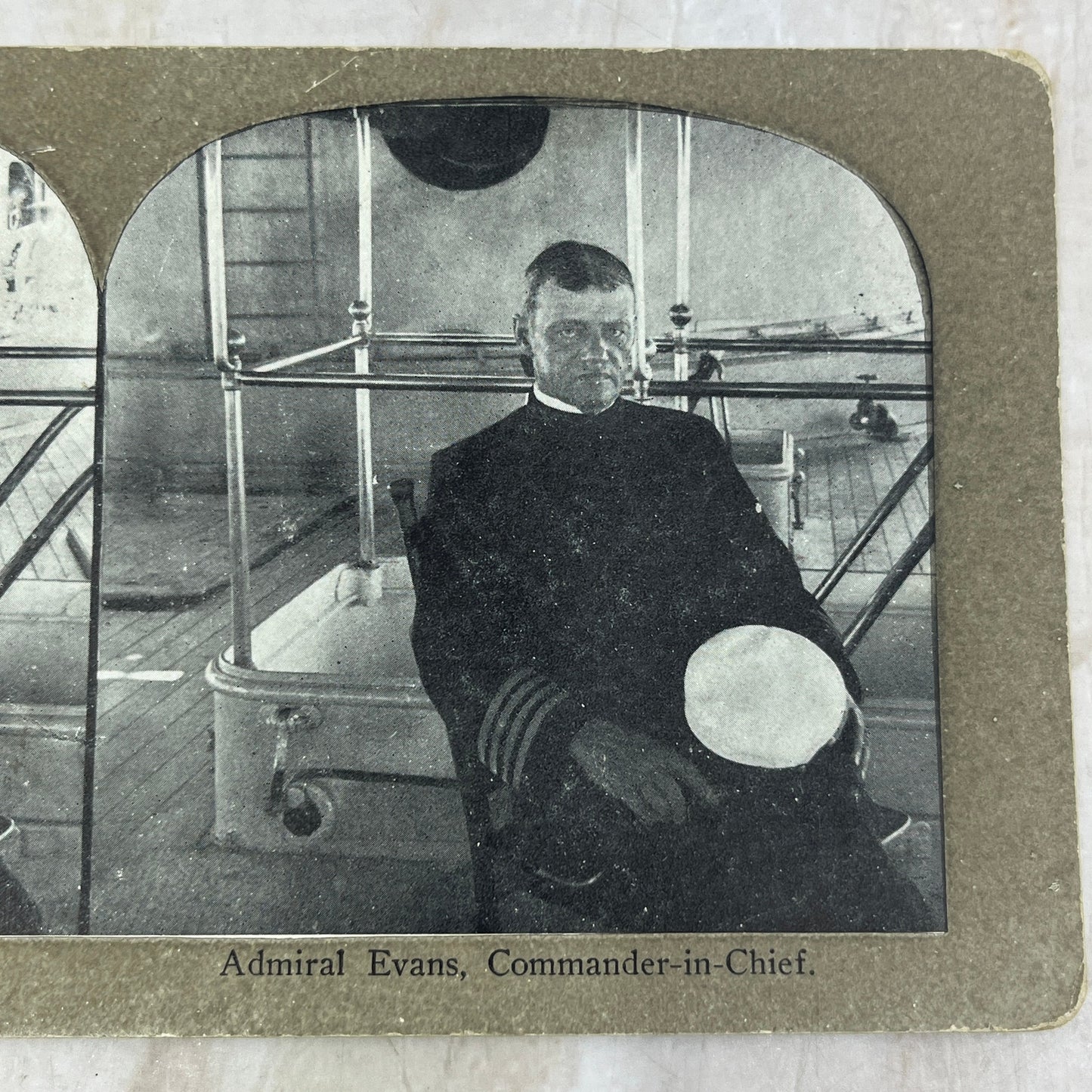 c1900 Navy Admiral Evans Commander in Chief Stereoview Card H3-1