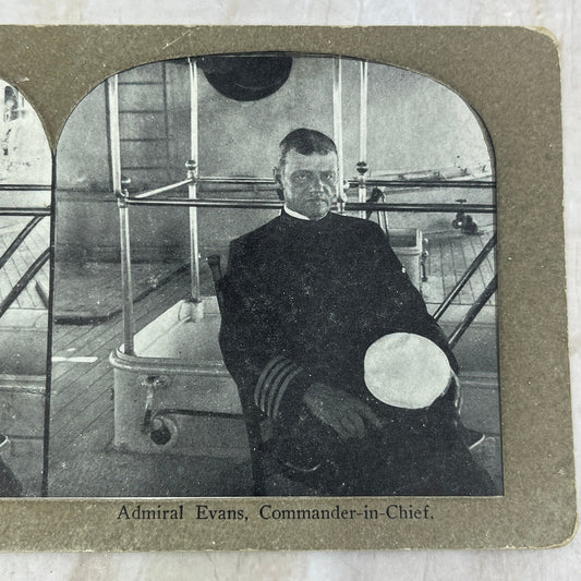 c1900 Navy Admiral Evans Commander in Chief Stereoview Card H3-1