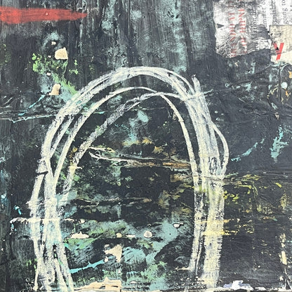 Original Grunge Minimalist Modern Art Collage Painting 8.5x11 "Maquette" Signed