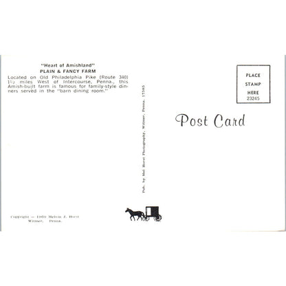 Plain and Fancy Farm Intercourse PA Pennsylvania Dutch Country Postcard PD7