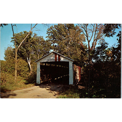 Melcher Bridge Montezuma Indiana Vintage Covered Bridge Postcard PD6