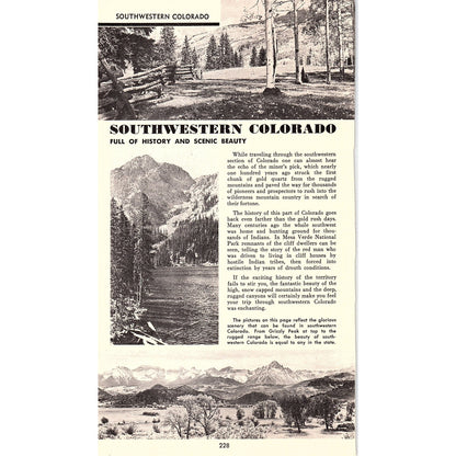 Southwestern Colorado Travel 1958 Ad AG1-8