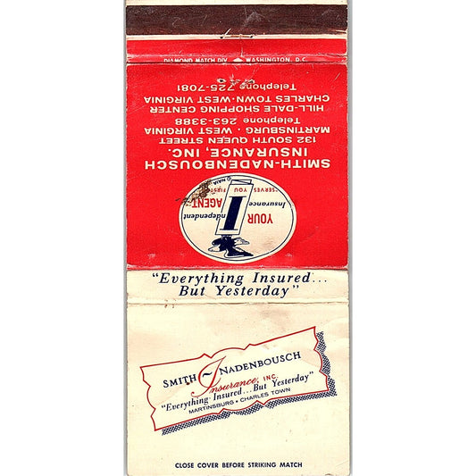Smith-Nadenbousch Ins Martinsburg West Virginia Vintage Matchbook TB6-MB2-12