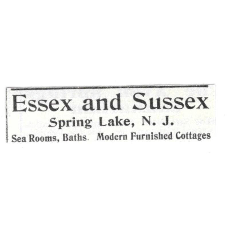 Essex and Sussex Spring Lake NJ Cottages c1918 Original Advertisement AE5-SV5