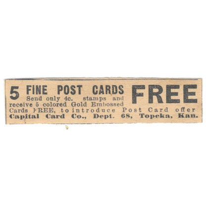 Capital Card Co Postcards Topeka KS 1910 Magazine Ad AF1-SS9