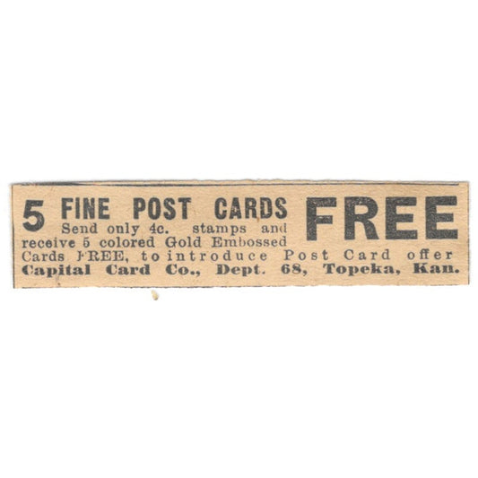 Capital Card Co Postcards Topeka KS 1910 Magazine Ad AF1-SS9
