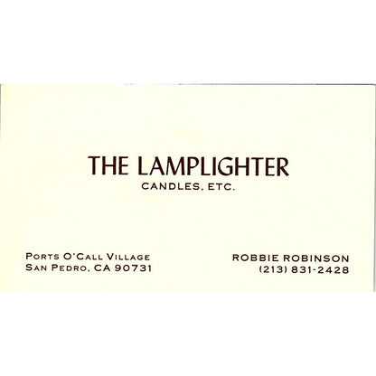 The Lamplighter Candles Robbie Robinson San Pedro Vintage Business Card SF3-B4