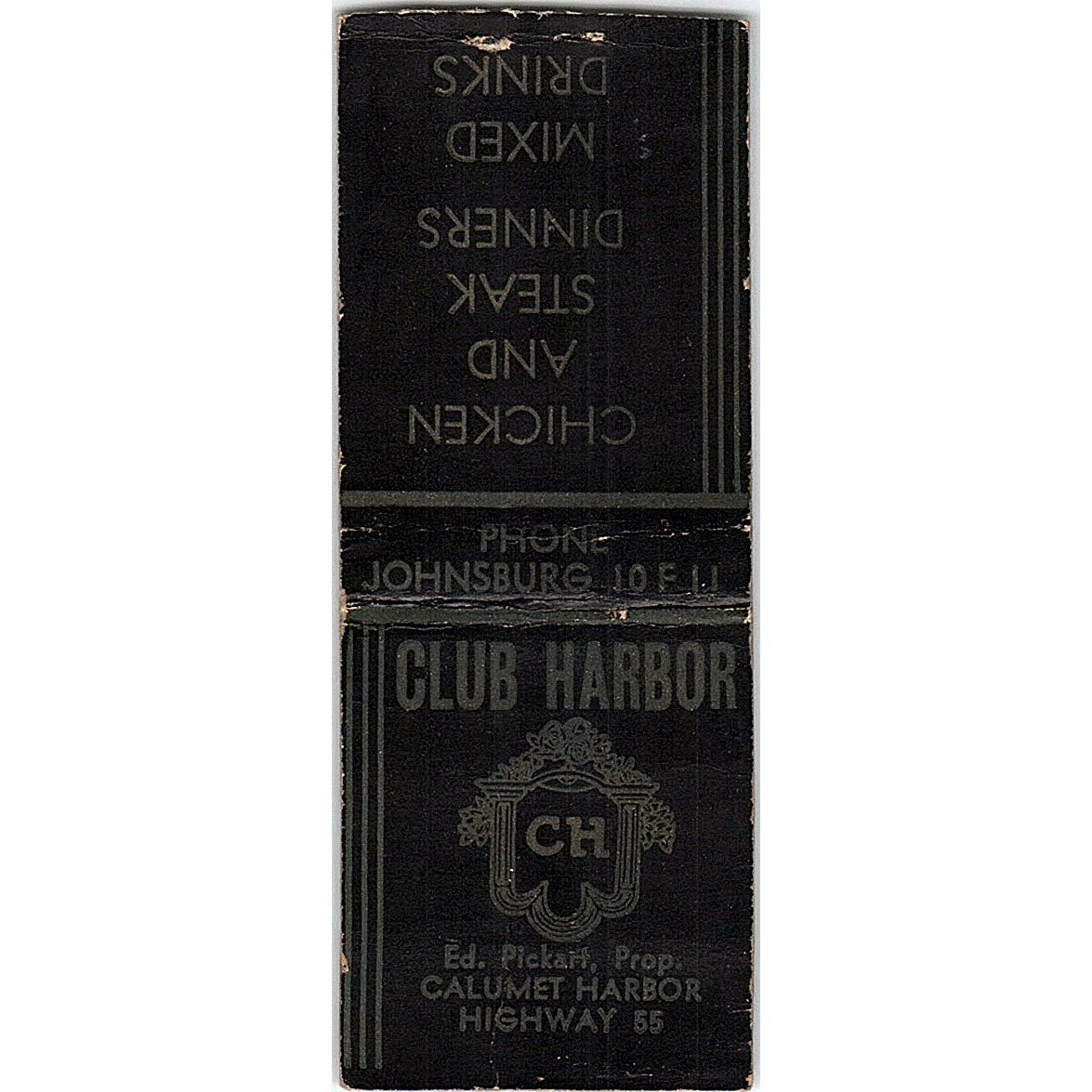 Club Harbor Ed Pickett Calumet Harbor Vintage Matchbook Cover SF3-Y9