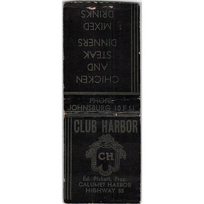 Club Harbor Ed Pickett Calumet Harbor Vintage Matchbook Cover SF3-Y9