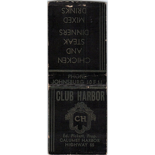 Club Harbor Ed Pickett Calumet Harbor Vintage Matchbook Cover SF3-Y9