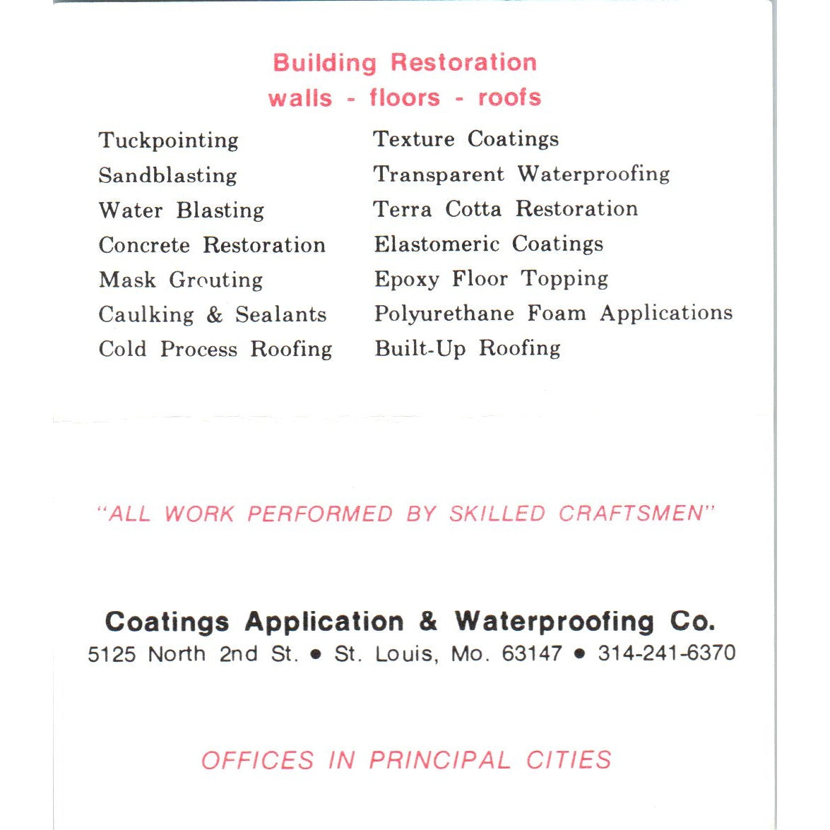 Jim Dorsey Texas Coatings Application & Waterproofing Co Beaumont Card SD8-B3