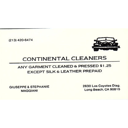 Continental Cleaners Guiseppe & Stephanie Maggiani Long Beach CA Card SF3-B5