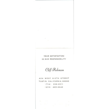Cliff Robinson Smith Printers & Lithographers Tustin CA Vtg Business Card SD4-B3