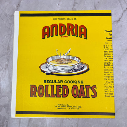 Andria Regular Rolled Oats Label W.H. Food Products Jamaica Long Island NY TH9
