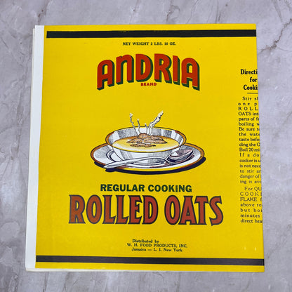 Andria Regular Rolled Oats Label W.H. Food Products Jamaica Long Island NY A19