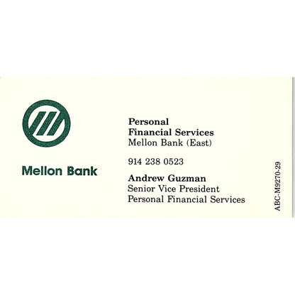 Andrew Guzman Mellon Bank New York Vintage Business Card TH2-B1