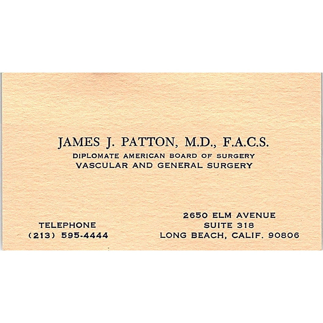Vascular and General Surgery, James Patton, Long Beach, CA Business Card SF3-B9