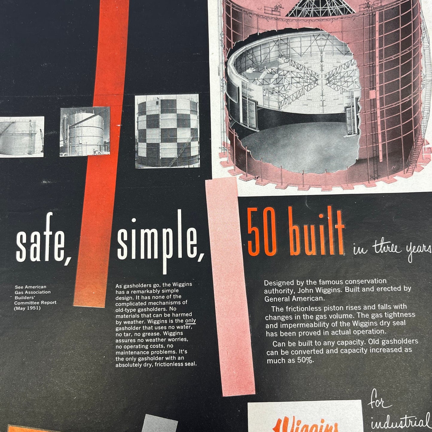 Wiggins Gasholder General American Transport Corp Chicago 1951 Magazine Ad FL610