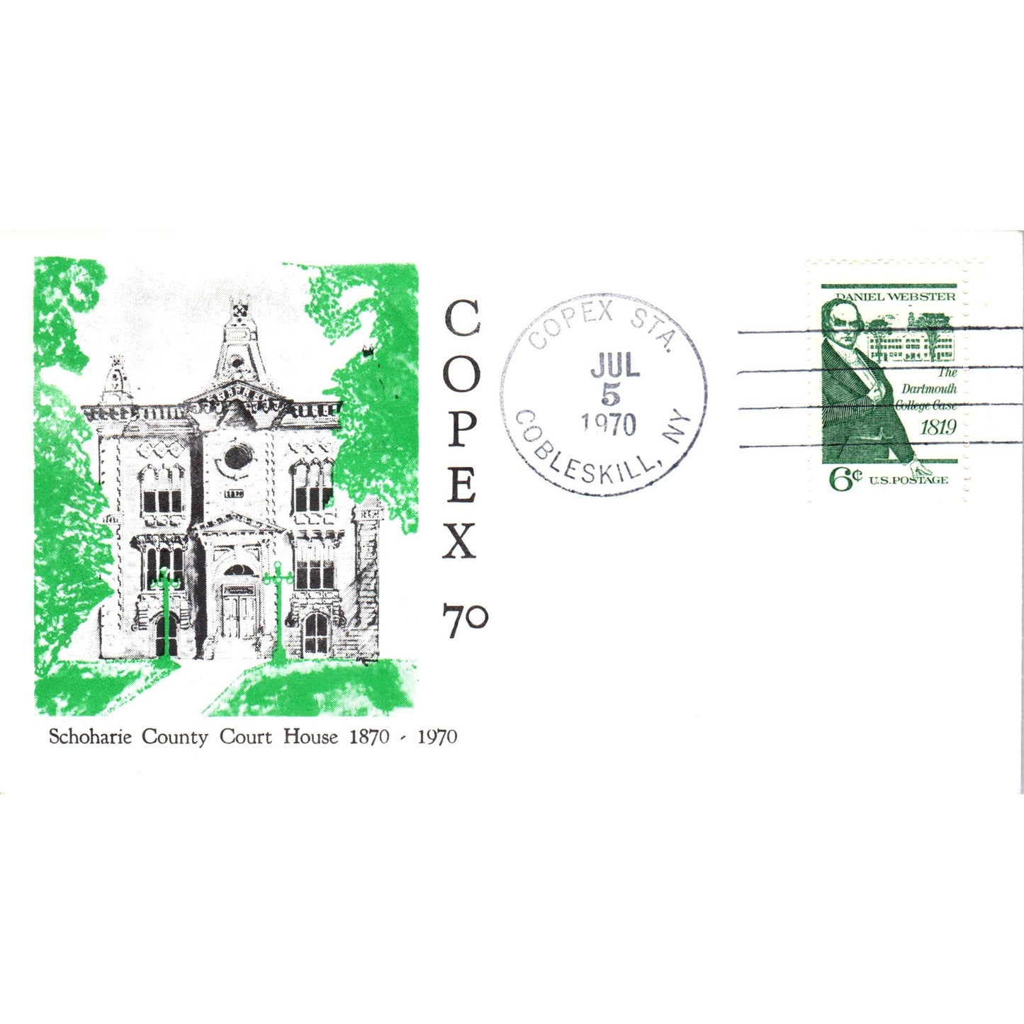 1970 Copex 70 Schoharie Court House Cobleskill NY Postal Cover TI5-PC1
