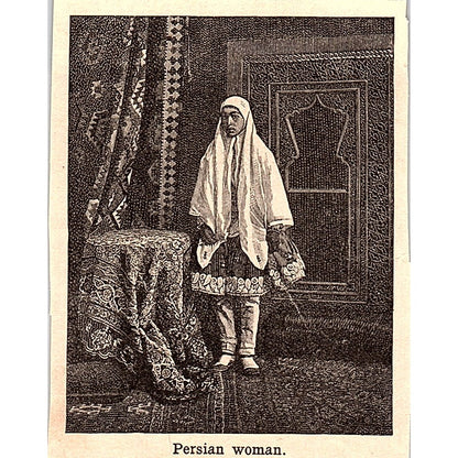 Persian Woman 2.5x3" 1901 Engraving AF6-M9