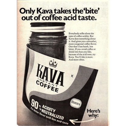 Kava Instant Coffee Borden 1972 Ad AF3-16