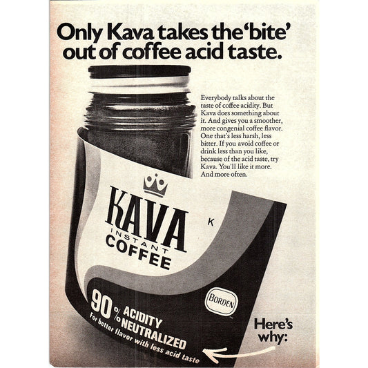 Kava Instant Coffee Borden 1972 Ad AF3-16