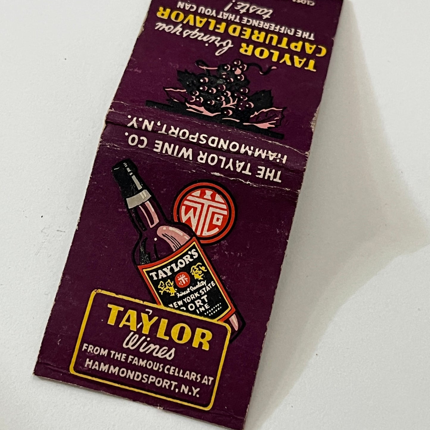 The Taylor Wine Co Hammondsport NY Vintage Matchbook Cover TB6-MB1-13
