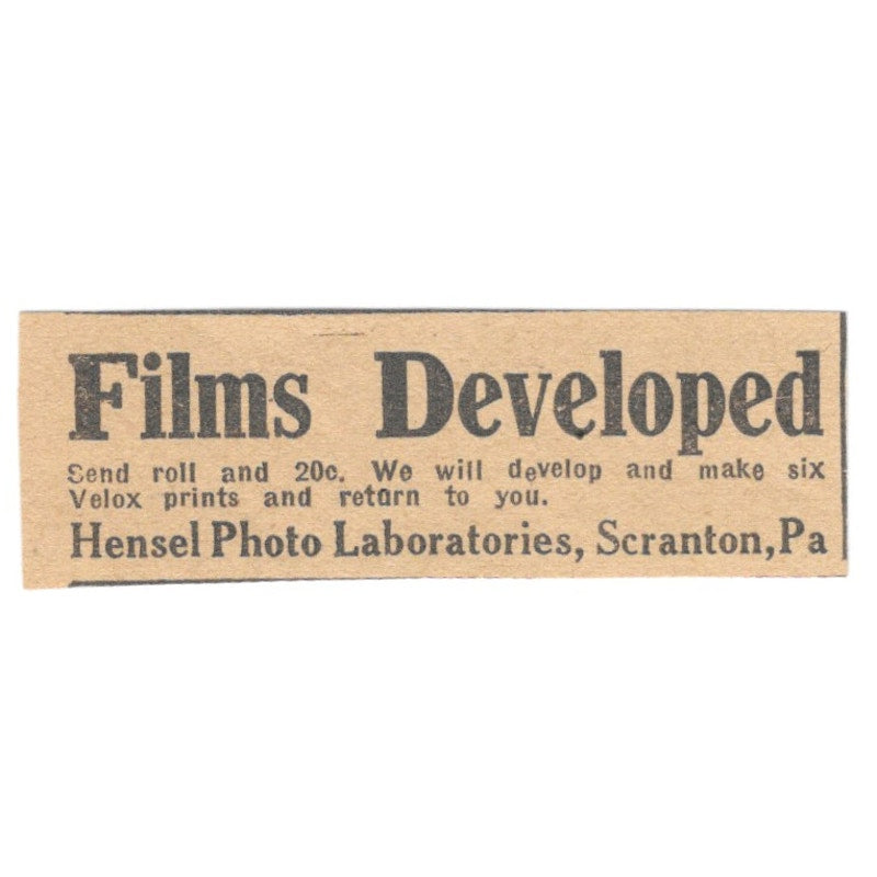 Hensel Photo Laboratories Scranton PA 1922 Magazine Ad AF2-T2