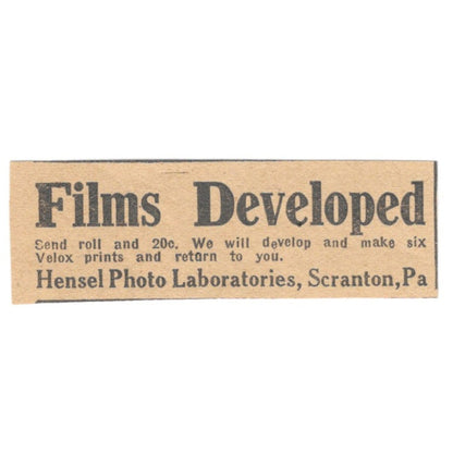 Hensel Photo Laboratories Scranton PA 1922 Magazine Ad AF2-T2
