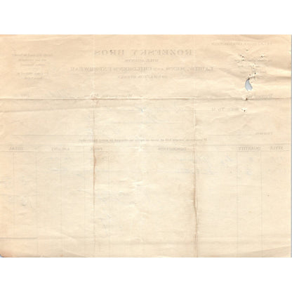 Rozefsky Bros Clothing Worcester 1923 Original Billhead Letterhead Receipt D8-LL