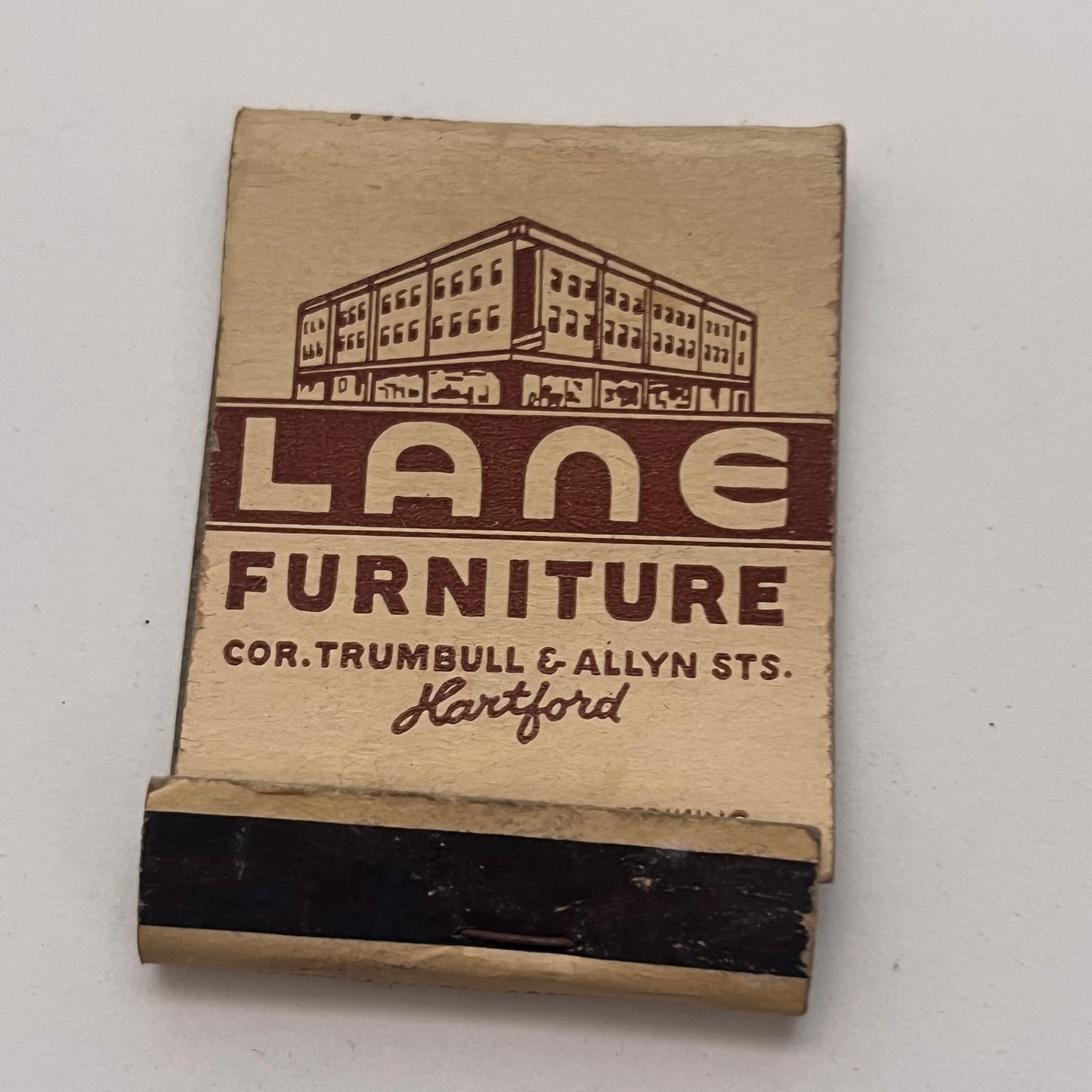 Lane Furniture Trumbull & Allyn St Hartford CT Vintage Matchbook Cover TB8-MB-1