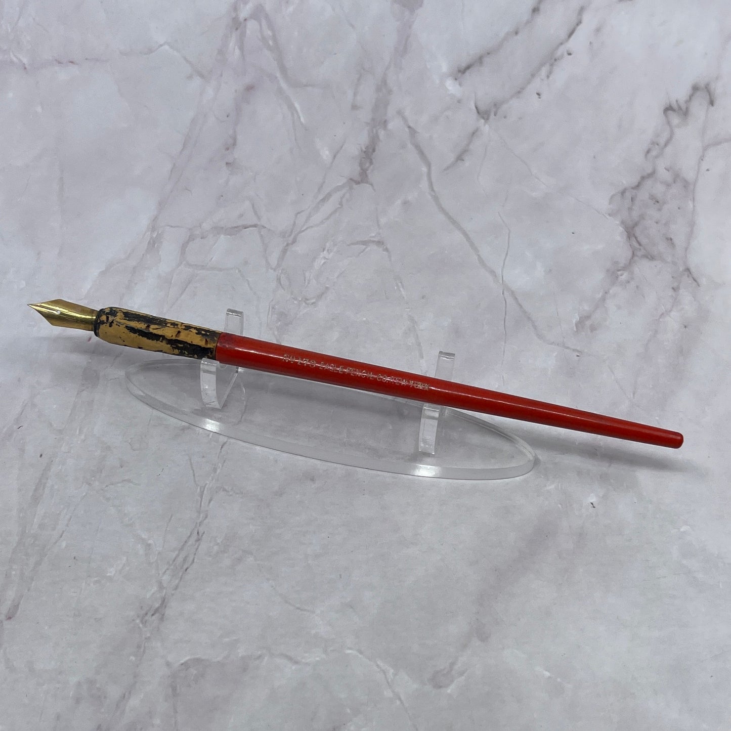 Red Wooden Eagle Pencil Co NY Vintage Fountain Dip Pen w/ Nib TC5-DP-1
