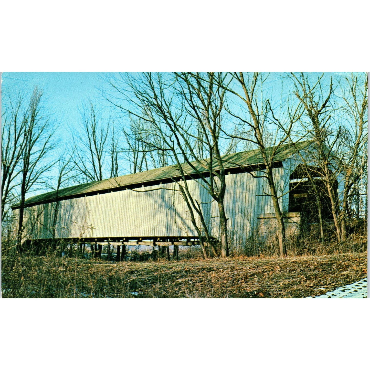 State Sanitorium Bridge Parke County IN Vintage Covered Bridge Postcard PC16