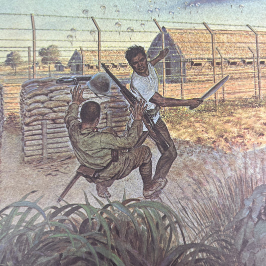 WWII Philippine Guerillas Liberation of Los Baños Luxon 1965 Art Print V14-4