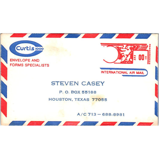 Steven Casey Curtis 1000 Envelopes Houston TX Vintage Business Card SD4-B4