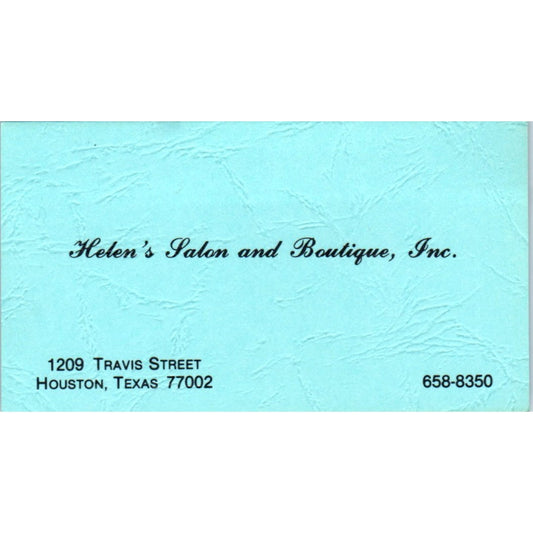 Helen's Salon and Boutique Inc Houston TX Vintage Business Card SD8-B12