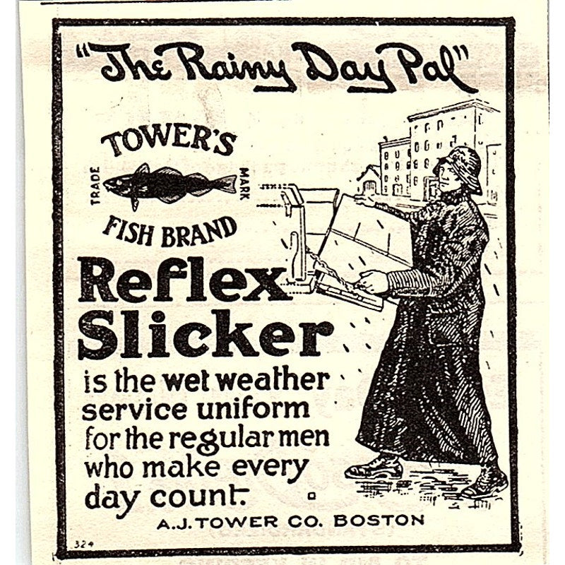 Tower's Fish Brand Reflex Slicker A.J. Tower Co Boston MA 1924 Ad AG3-S16