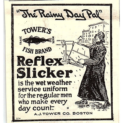 Tower's Fish Brand Reflex Slicker A.J. Tower Co Boston MA 1924 Ad AG3-S16