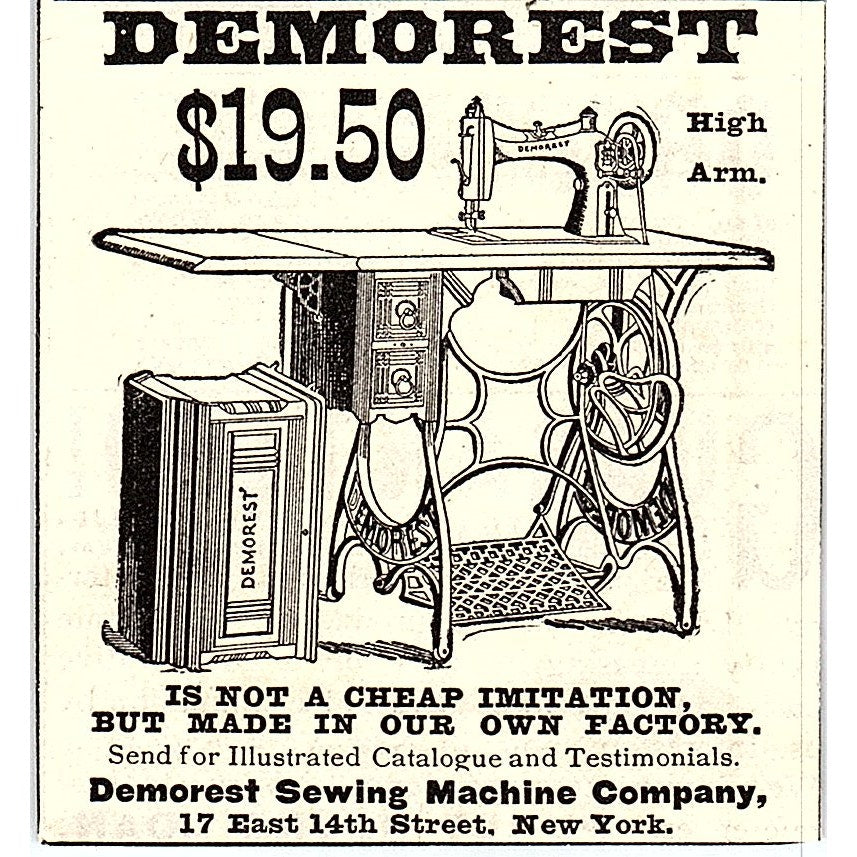 Demorest Sewing Machine Company 17 East 14th Street NY 1892 Ad AG2-M19